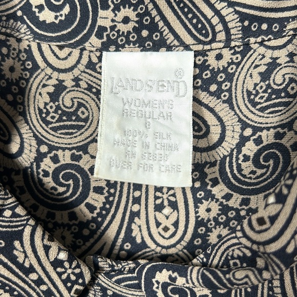 Vintage Land’s End Silk Shirt 80s 90s style size 8 - Picture 9 of 16